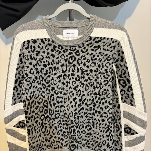 Current Elliott Duvall Leopard Animal Print Cashmere Blend Crew Neck Sweater - Picture 8 of 11